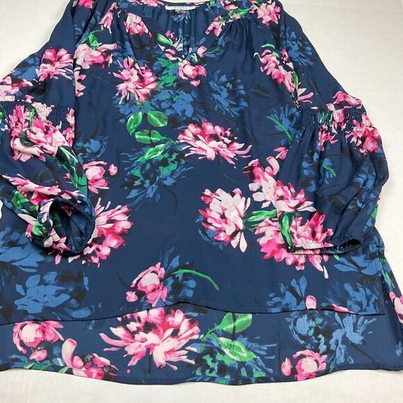 Sioni Tunic Blouse Floral V-Neck Long Sleeve Loose Fit Shirt Lightweight Large - Picture 2 of 12